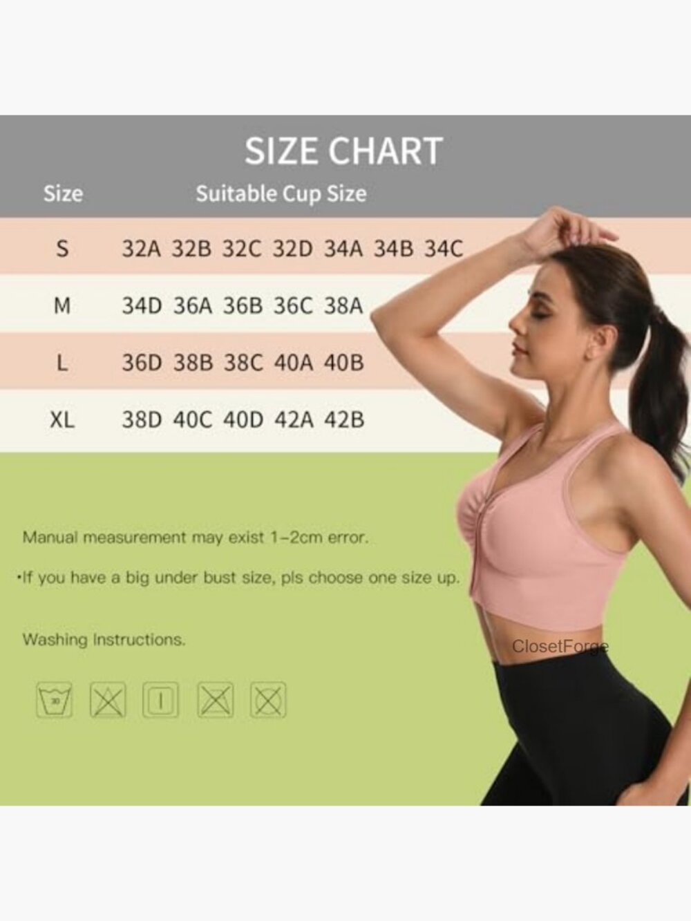 2 Pack Front Zip Sports Bras Medium Support Racerback Padded Easy On Off - Picture 5 of 7